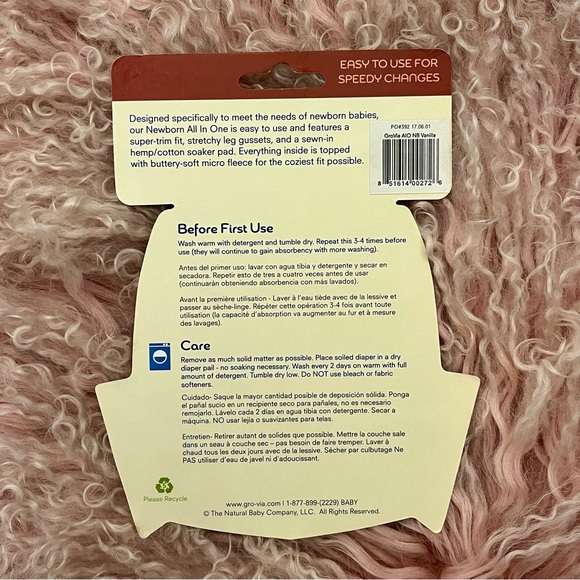 ♥️ 2-pack Grovia Newborn AIO Cloth Diapers in Buttah Glacier Velour - Picture 5 of 5